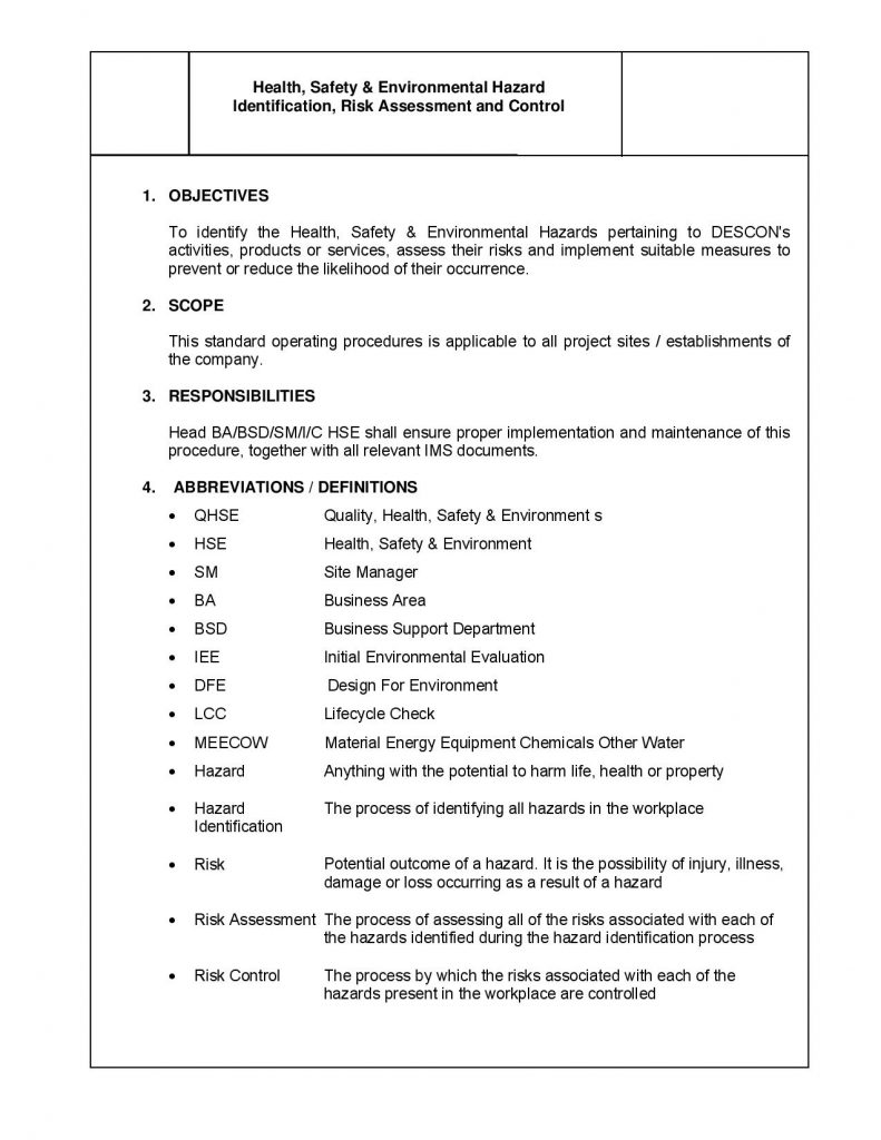 Download HSE Procedures Templates | HSE Docs