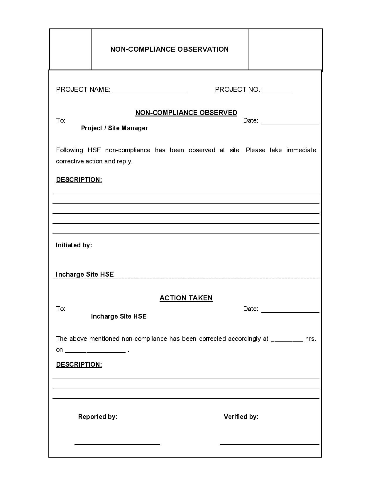 HSE Non Compliance Observation Format ( HSE Library ) Jobs Portal