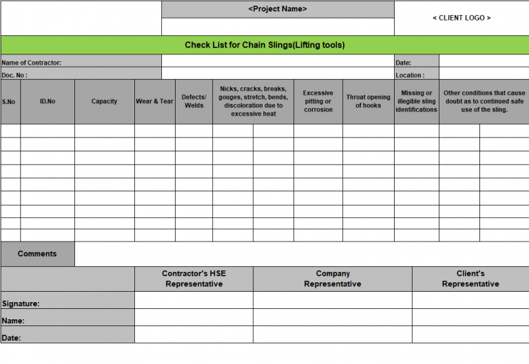 Download HSE Checklist with help of Pictures Jobs Portal