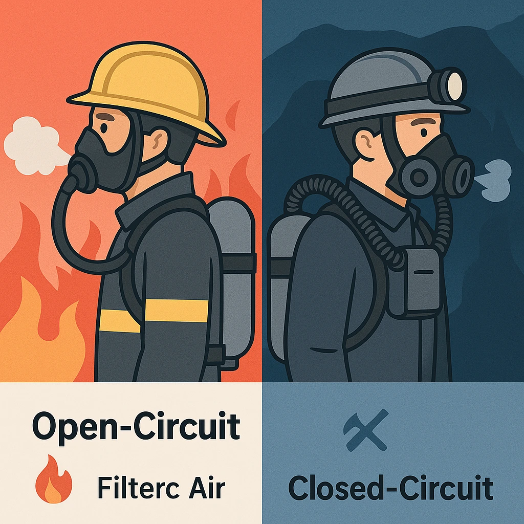 Difference between Open-Circuit and Closed-Circuit Compressed Air Breathing Apparatus CABA
