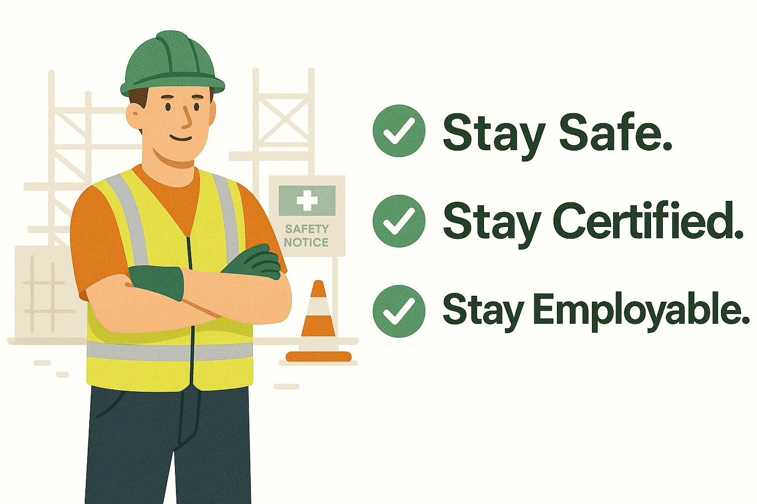 Image highlighting the importance of safety certification before entering any construction site