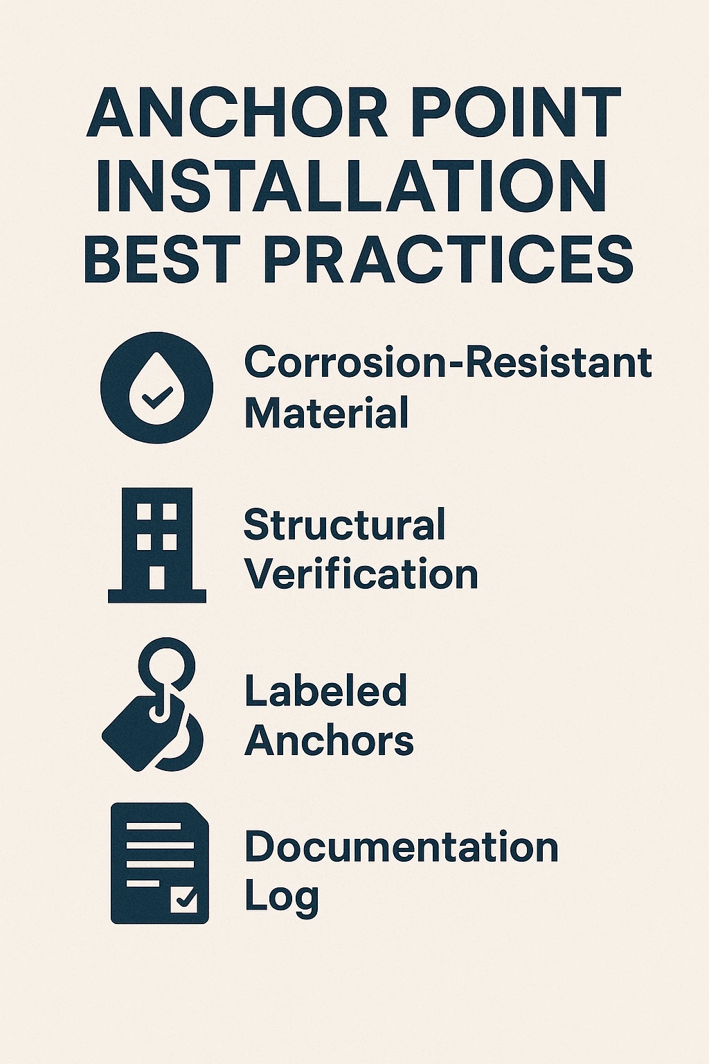 Infographic summarizing best practices for safe anchor point installation